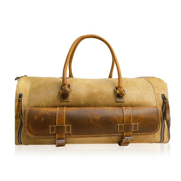 Leather Travel Bag Duffle Bag - Picture 12 of 13